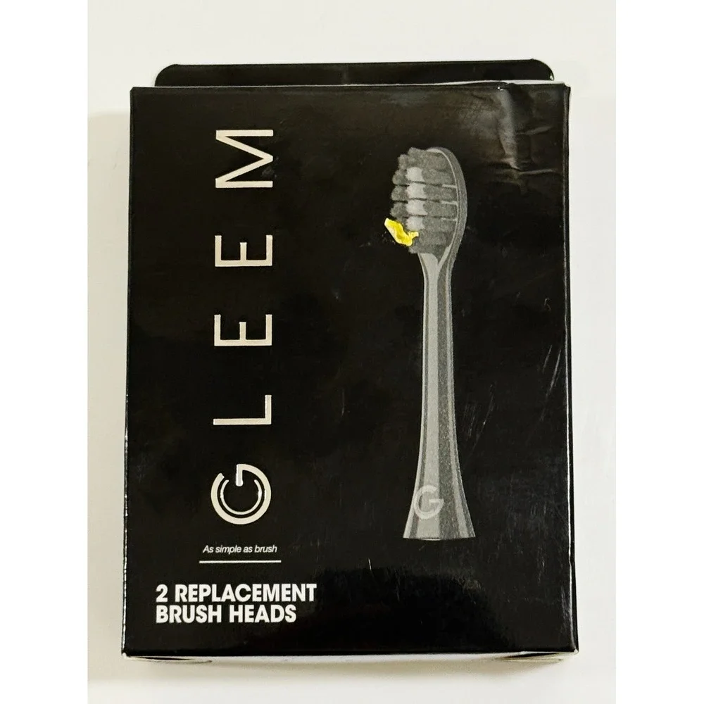 GLEEM Replacement Brush Heads Unisex 2 Pack Black Electric Toothbrush Refills